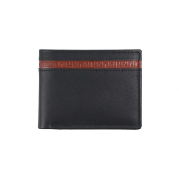 BYFT002489 Jafferjees Genuine Leather Men's Wallet Quetta   Black & Red