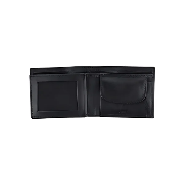 BYFT002508 Jafferjees Genuine Leather Mens Wallet Hamburg Black Silver B