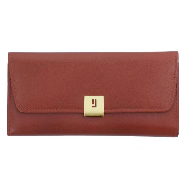 BYFT002517 Jafferjees Genuine Leather Womens Wallet Goldenrod Dark Tan Gold
