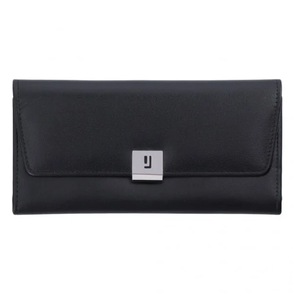 BYFT002518 Jafferjees Genuine Leather Womens Wallet Goldenrod Black Silver