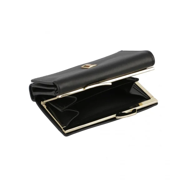 BYFT002542 Jafferjees Genuine Leather Womens Wallet The Daffodil Black Gold C