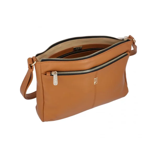 BYFT002560 Jafferjees Genuine Leather Womens Cross Body Bag The Coneflower Tan Gold B