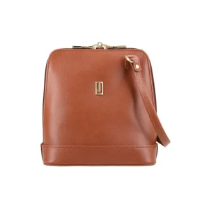 BYFT002567 Jafferjees Genuine Leather Womens Cross Body Bag The Begonia Dark Tan Gold