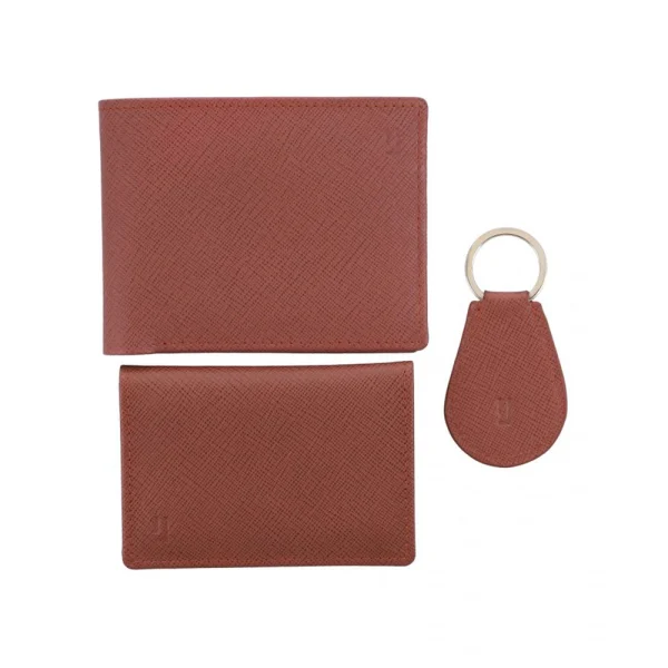 BYFT004998 Jafferjees Genuine Leather Men's Wallet Set Trevi Fountain   Dark Tan