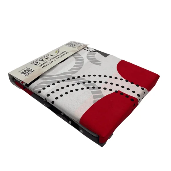 BYFT009093 BYFT Orchard Comfort White with Red Circular Geometric Pattern Printed Single Sheet & One Pillowcase 150 x 230 cm Microfiber Set of 1 A