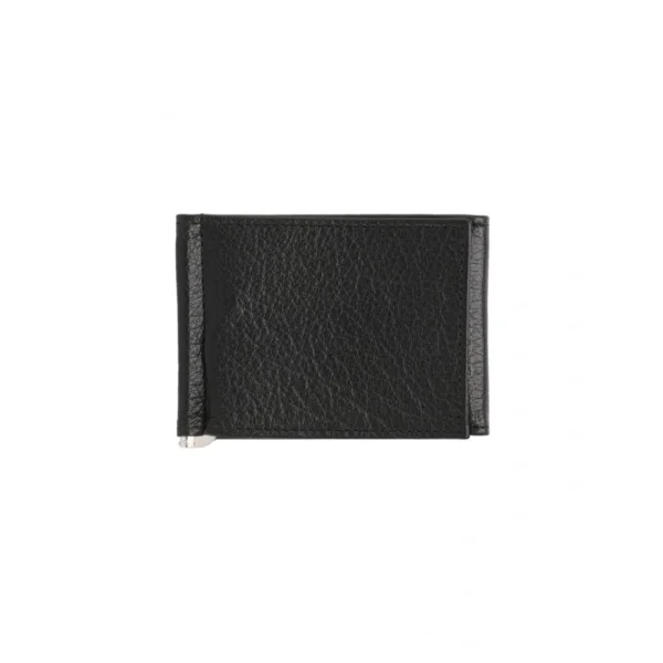 BYFT014042 MONEY CLIP WALLET BLACK SILVER LEATHER IMMER B