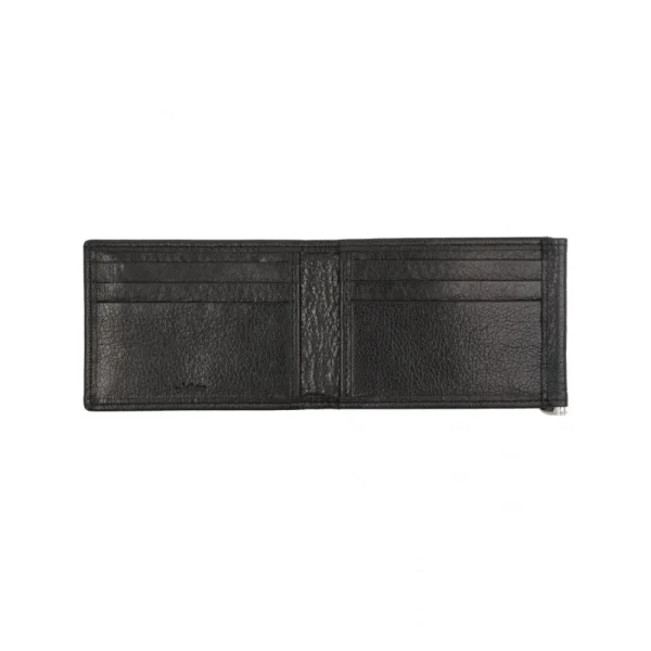 BYFT014042 MONEY CLIP WALLET BLACK SILVER LEATHER IMMER C