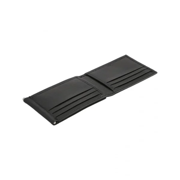 BYFT014042 MONEY CLIP WALLET BLACK SILVER LEATHER IMMER D