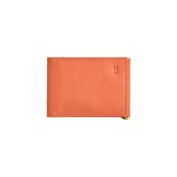 BYFT014043 MONEY CLIP WALLET ORANGE GOLD LEATHER IMMER