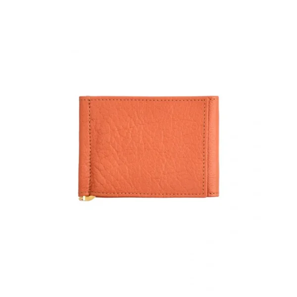 BYFT014043 MONEY CLIP WALLET ORANGE GOLD LEATHER IMMER B