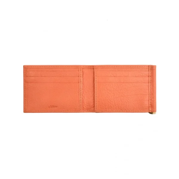 BYFT014043 MONEY CLIP WALLET ORANGE GOLD LEATHER IMMER C