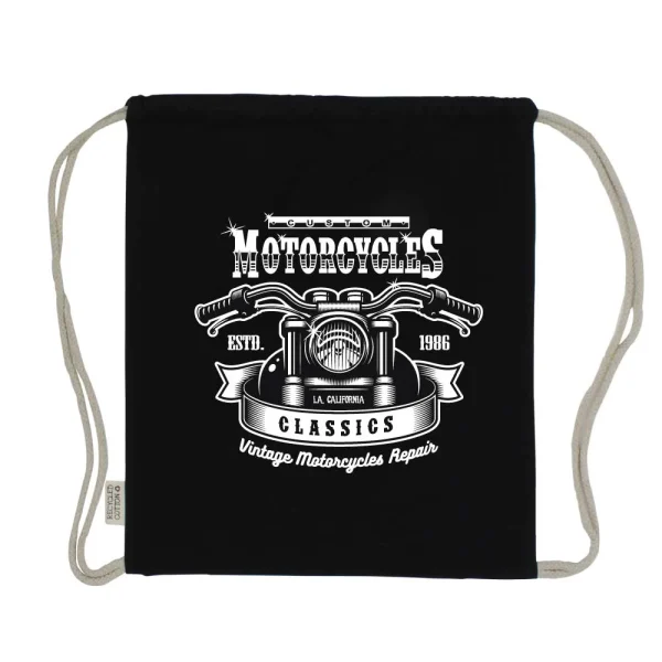 BYFT005745 BYFT Recycled Drawstring Bag Black 37 x 41 Cm Cotton 145 Gsm Set of 01   CSB 09 RE BLK C