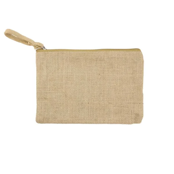 BYFT005761 BYFT Natural Jute Zipper Pouch for Organizing Storage Set of 01   PCH 007 NAT C