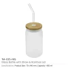 BYFT005766 BYFT Glass Bottle with Straw and Bamboo Lid 455 Ml Set of 01   TM 035 FRS