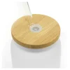 BYFT005766 BYFT Glass Bottle with Straw and Bamboo Lid 455 Ml Set of 01   TM 035 FRS A