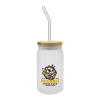 BYFT005766 BYFT Glass Bottle with Straw and Bamboo Lid 455 Ml Set of 01   TM 035 FRS C