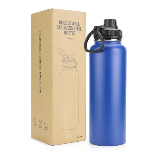 BYFT005768 BYFT Doube Wall Blue Matt Finish Stainless Steel Bottle 38 Oz Set of 01   TM 040 BLU B