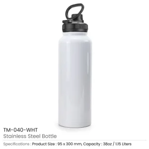 BYFT005769 BYFT Doube Wall White Matt Finish Stainless Steel Bottle 38 Oz Set of 01   TM 040 WHT D