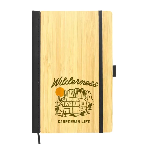 BYFT005783 BYFT A5 Bamboo Notebook with Pen loop and Paper Maker Set of 01   MBBM BLK A5 D