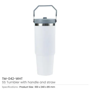 BYFT005805 BYFT Double Wall Black Vacuum SS Insulated Tumbler with Handle and Straw Set of 01   TM 042 B
