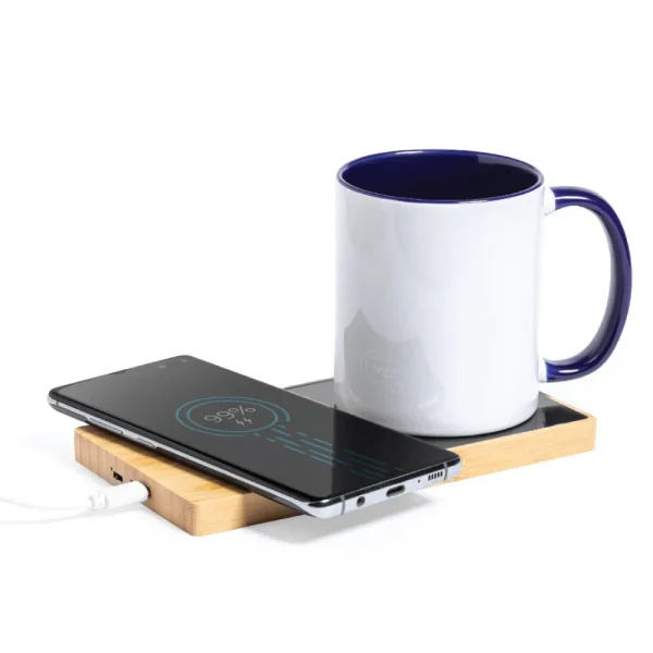 BYFT005819 BYFT Bamboo Wireless Charger with Mug Warmer Set of 01   WCP BM7 A