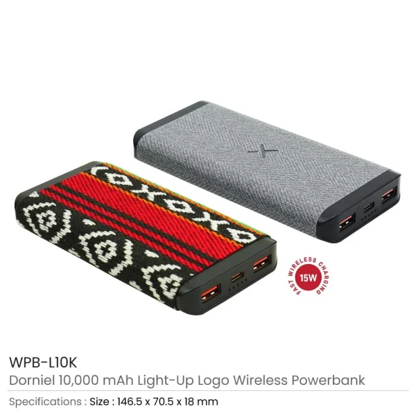 BYFT005828 BYFT Dorniel 10000 mAh Sadu Wireless Powerbank with Light up Logo Set of 01   WPB L10K