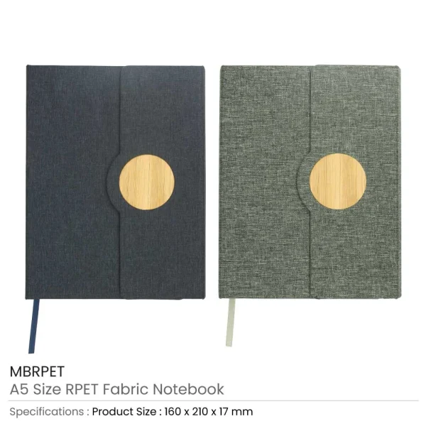 BYFT005834 BYFT A5 RPET Dark Blue Fabric Notebook Set of 01   MBRPET