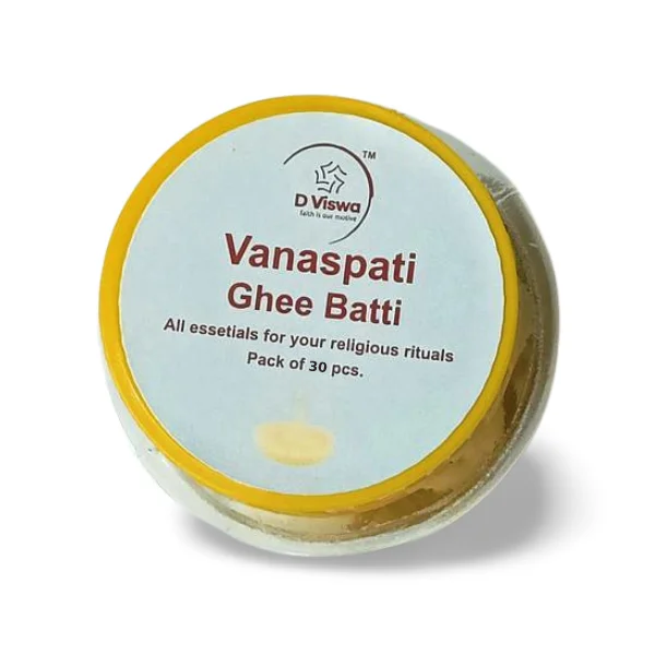 BYFT005724 D Viswa POOJA ESSENTIALS VANASPATI GHEE BATTI   PACK OF 30 D