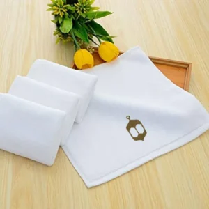 BYFT025016 BYFT Iris Embroidered For You Face Towel 33 x 33 Cm 600 Gsm White 100% Cotton Ramadan Lantern   Arabian Design Gold Thread Set of 01 B