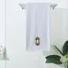 BYFT025021 BYFT Iris Embroidered For You Bath Towel 70 x 140 Cm 600 Gsm White 100% Cotton Ramadan Lantern   Heritage Design Gold Thread Set of 01 B