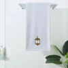 BYFT025022 BYFT Iris Embroidered For You Bath Towel 70 x 140 Cm 600 Gsm White 100% Cotton Ramadan Lantern   Arabian Design Gold Thread Set of 01 B