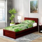 BYFT002768 BYFT Orchard Comfort Green Printed Single Sheet & One Pillowcase 150 x 230 cm Microfiber Set of 1 D